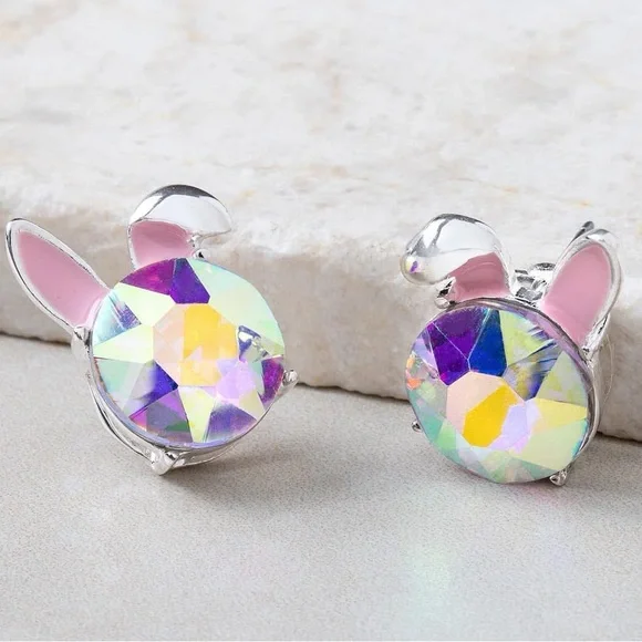 NEW Iridescent Gem Silver Bunny Earrings 🐰 - Picture 11 of 11